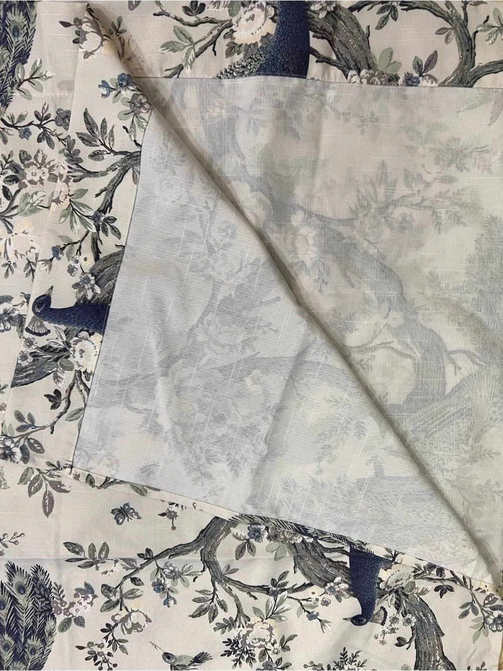 Laura Ashley Window Curtains 2 Panels 38 x 82” Peacock Blue Gray Rod Pocket